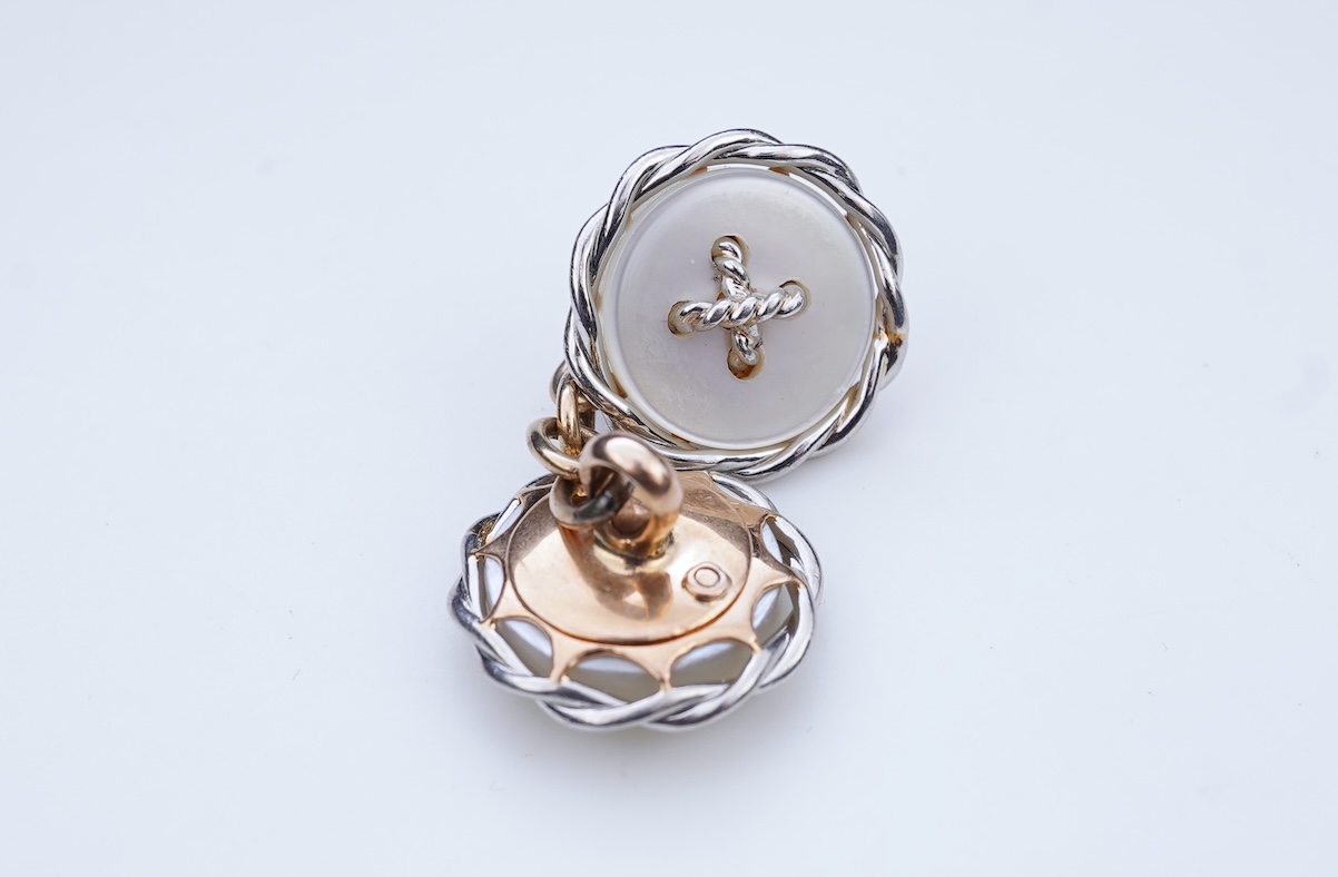 A pair of mother of pearl cufflinks, early 20th century